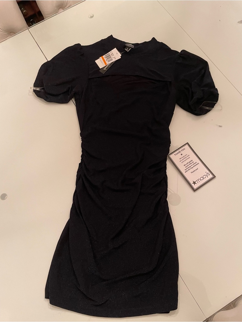 Speechless Black Ruched Puff-Sleeve Mini Dress
